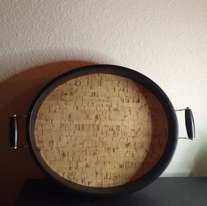 GORGEOUS Kraftware Leather Strapped 14"x16" Oval Tray.